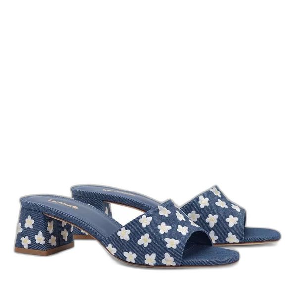 Larroude Shoes - Larroude Bridgette Slip On High Heel Sandal - Daisy Print 7.5